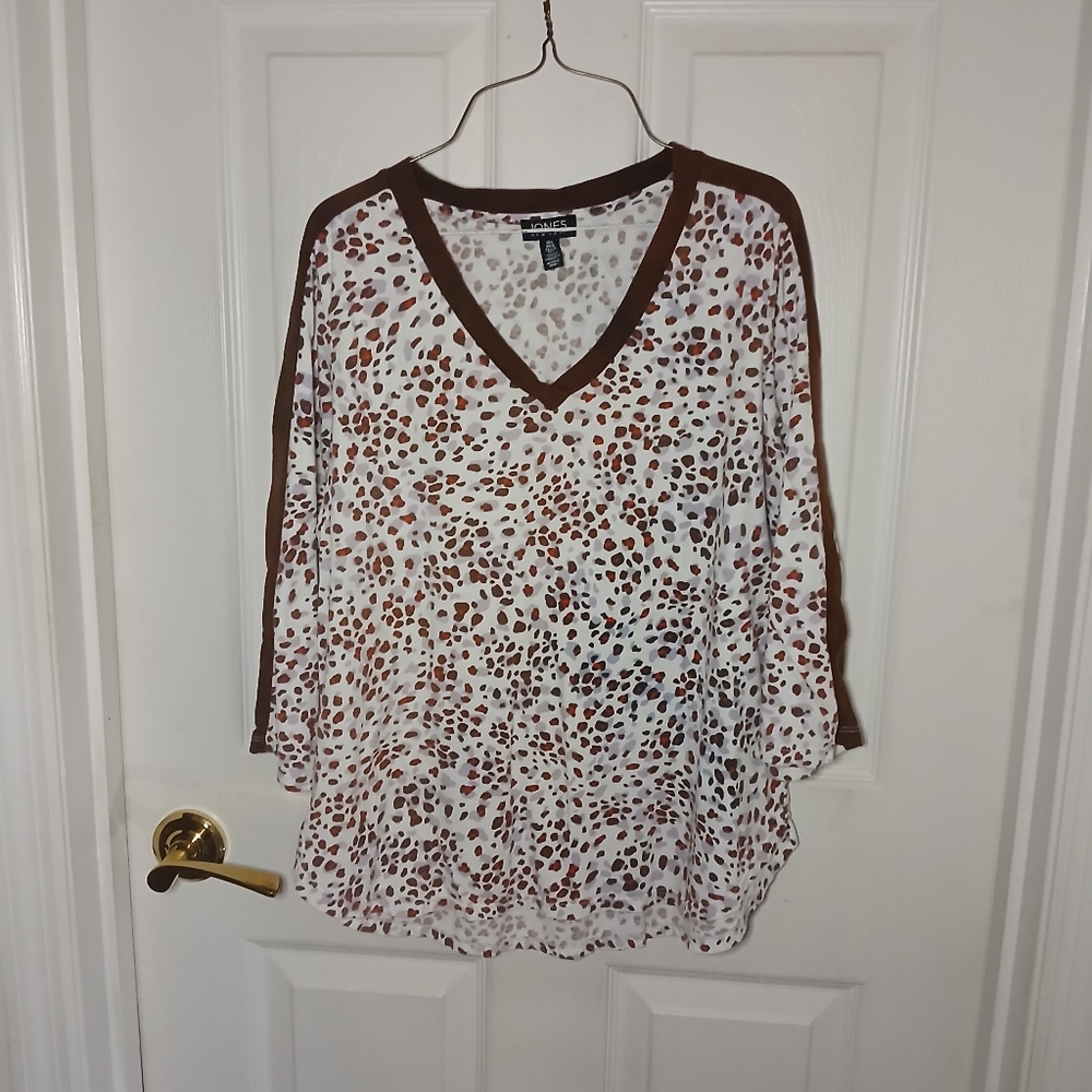 Jones New York Top Blouse Women's Size L Geometric Print